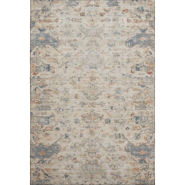 Mayfield Premium Machine Washable Abstract AMF2322 Beige 3 ft. x 5 ft. Area Rug