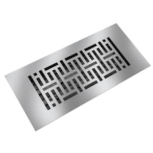 Low Profile 10 in. x 4 in. Steel Floor Register in Silver Woven Pattern (1-Pack)