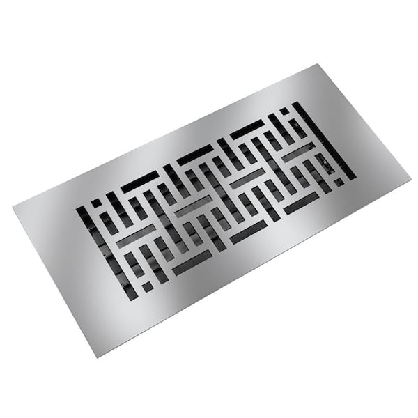 Reggio Registers Low Profile 10 in. x 4 in. Steel Floor Register in Silver Woven Pattern (1-Pack)
