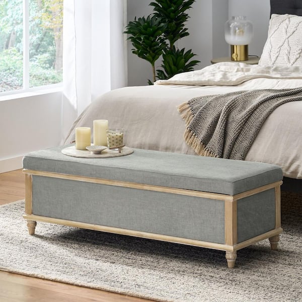 CHRISTOPHER KNIGHT HOME Indoor Gray Fabric Rectangle Storage Ottoman Bench