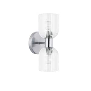 Vienna 2-Light Polished Chrome Wall Sconce with Clear Glass Shade