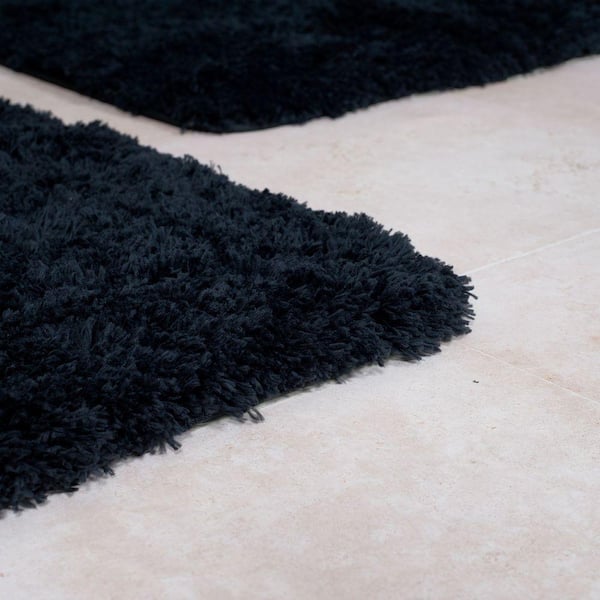 Bathroom Rug Mat Non Slip Black Extra Long Bath Mat for Bathroom Floor -  Fluffy