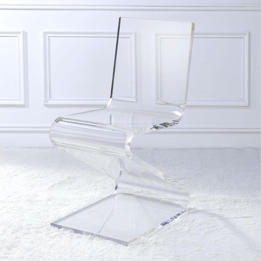 Clear Acrylic Z-Shaped Modern Side Chair