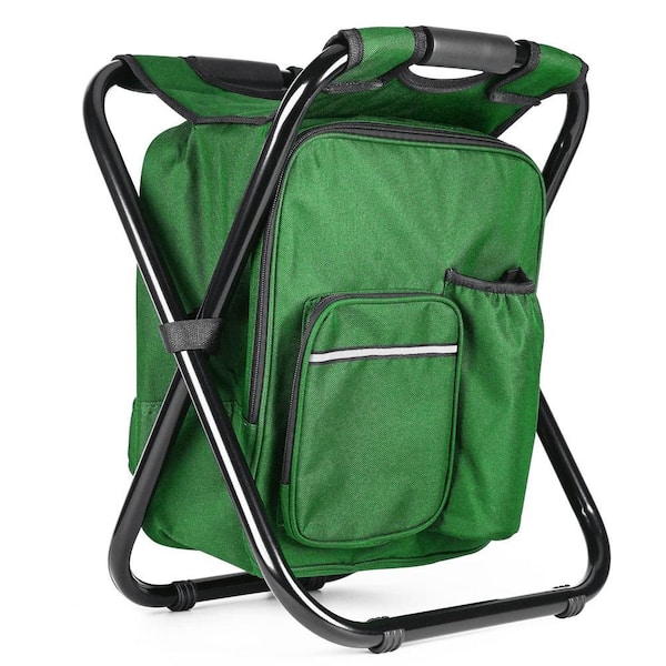 Angel Sar Army Green Metal Portable Folding Backpack Stool with
