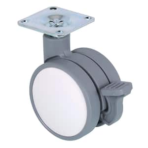 2-3/8 in. (60 mm) White and Gray Braking Swivel Plate Caster with 132 lb. Load Rating