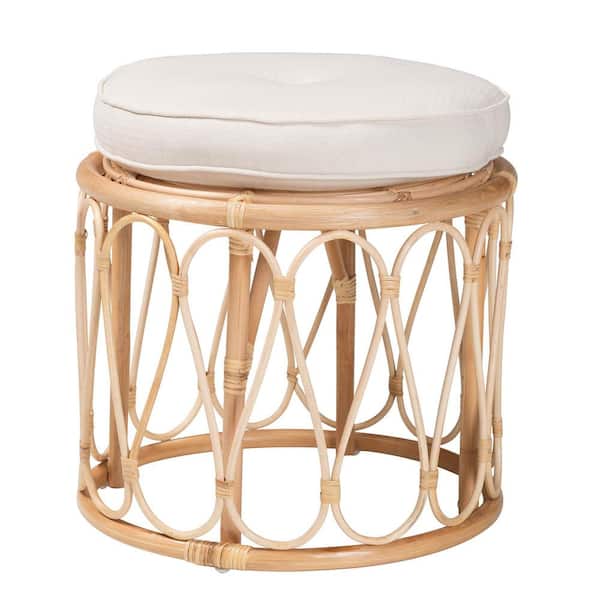 Bali Pari Hachiro Bohemian Natural Rattan Ottoman Footstool