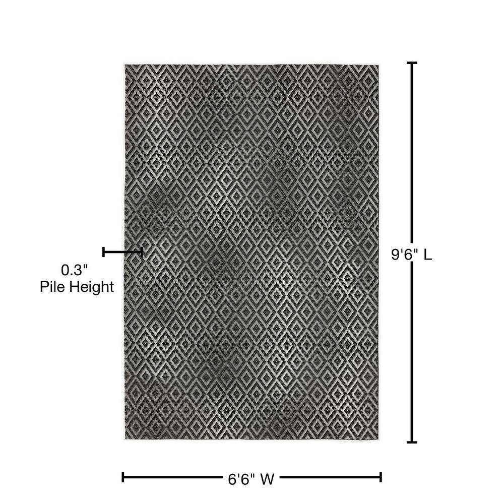 Charcoal and Cream Diamond Synthetic 6' x 9' Area Rug