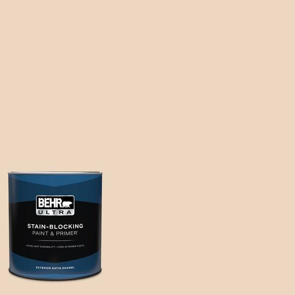 BEHR ULTRA 1 qt. #PPU4-10A Sandy Beige Satin Enamel Exterior Paint and Primer