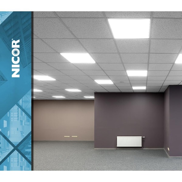 NICOR TGL1 2 ft. x 4 ft. 300-Watt Equivalent Integrated LED White Troffer, 4000K, 2-Pack