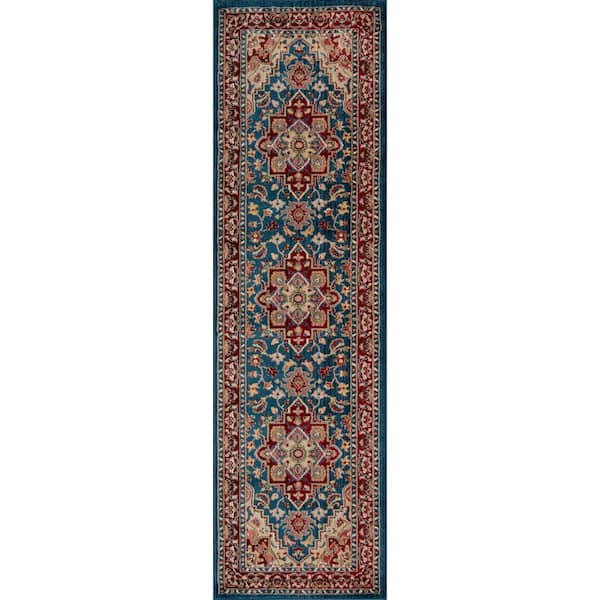 Momeni Lenox Blue 2 ft. 3 in. X 8 ft. Indoor Runner Rug