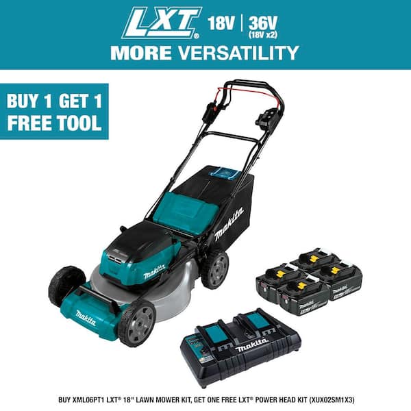 Makita 18 in. 18V X2 (36V) LXT Lithium-Ion Cordless Walk Behind Self Propelled Lawn Mower Kit with 4 Batteries (5.0 Ah)