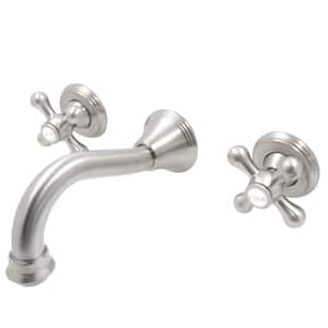 RIA Two Handle Wall Mount Bathroom Faucet in Brushed Nickel