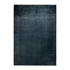 One-of-a-Kind Contemporary Green 6 ft. x 9 ft. Hand Knotted Overdyed Area Rug