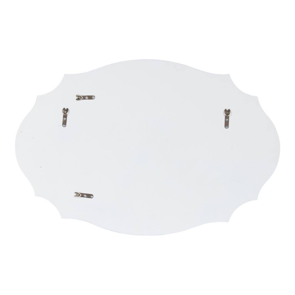 Elegant Full-Length White Wood Mirror with Scalloped Edges