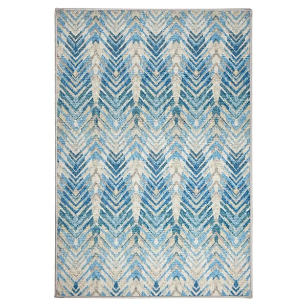 4 ft. x 6 ft. Blue Seneca Machine Washable Indoor Area Rug