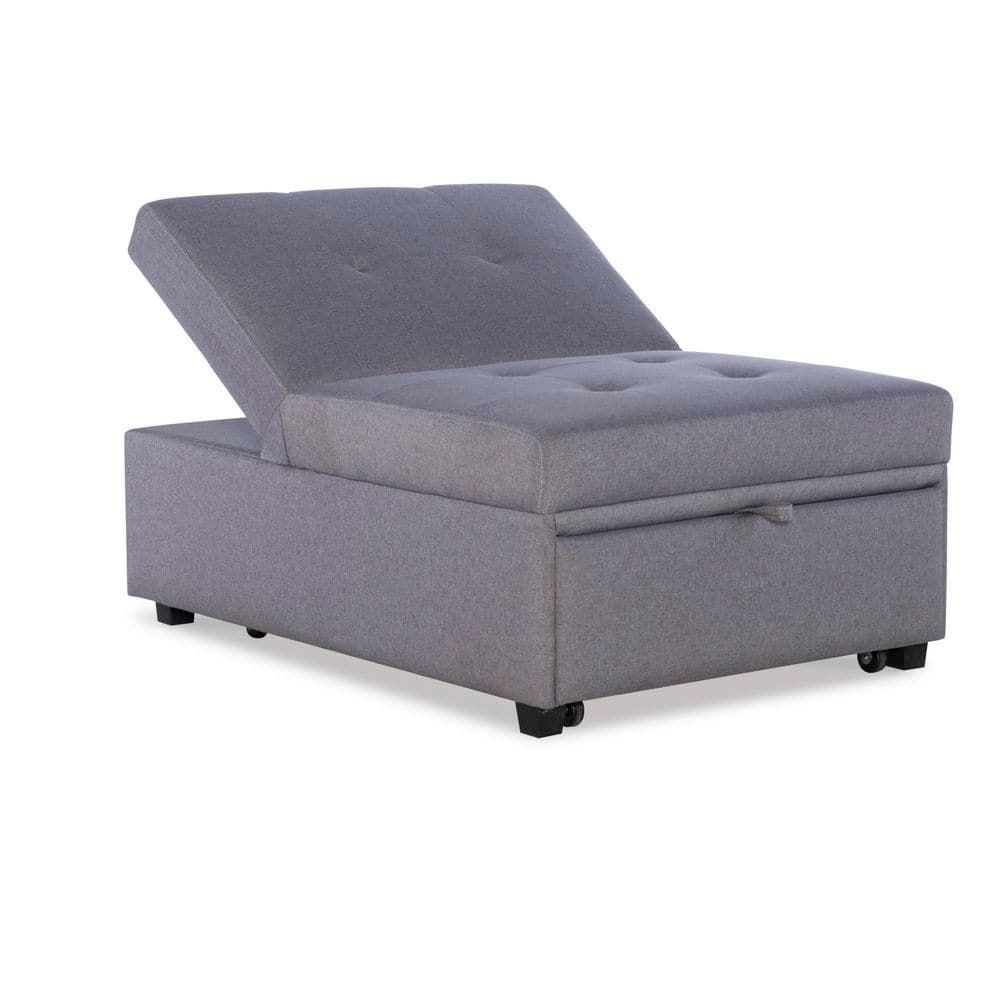 Brooks 3-in-1 Convertible 75.5 in. Gray Solid Polyester Twin Size Sofa Bed price history on PriceWatchPro