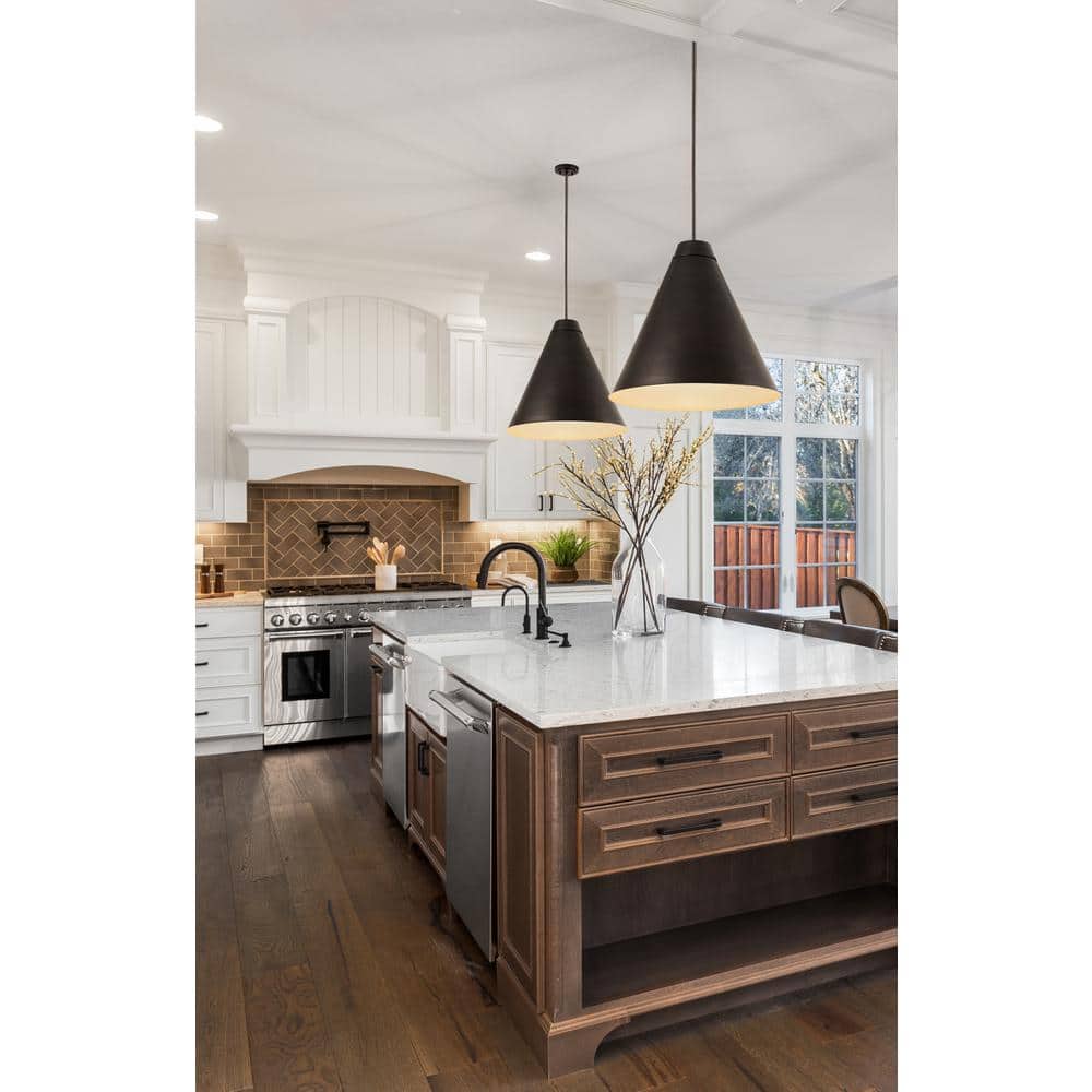 Eaton 24" Industrial Matte Black & Brushed Nickel Pendant Light