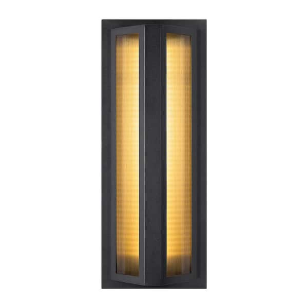 LamQee 19 in. Black Integrated Outdoor Hardwired Wall Lantern Sconce