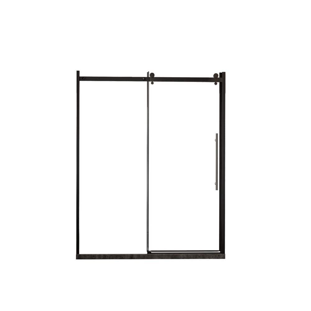 60 in. W x 72 in. H Sliding Semi-Frameless Shower Door in Matte Black with Tempered Clear Glass price history on PriceWatchPro