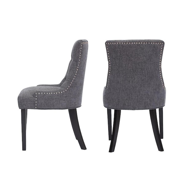 Home Decorators Collection Leaham Charcoal Gray Upholstered Dining Chairs  with Walnut Accents (Set of 2) 57-3 - The Home Depot