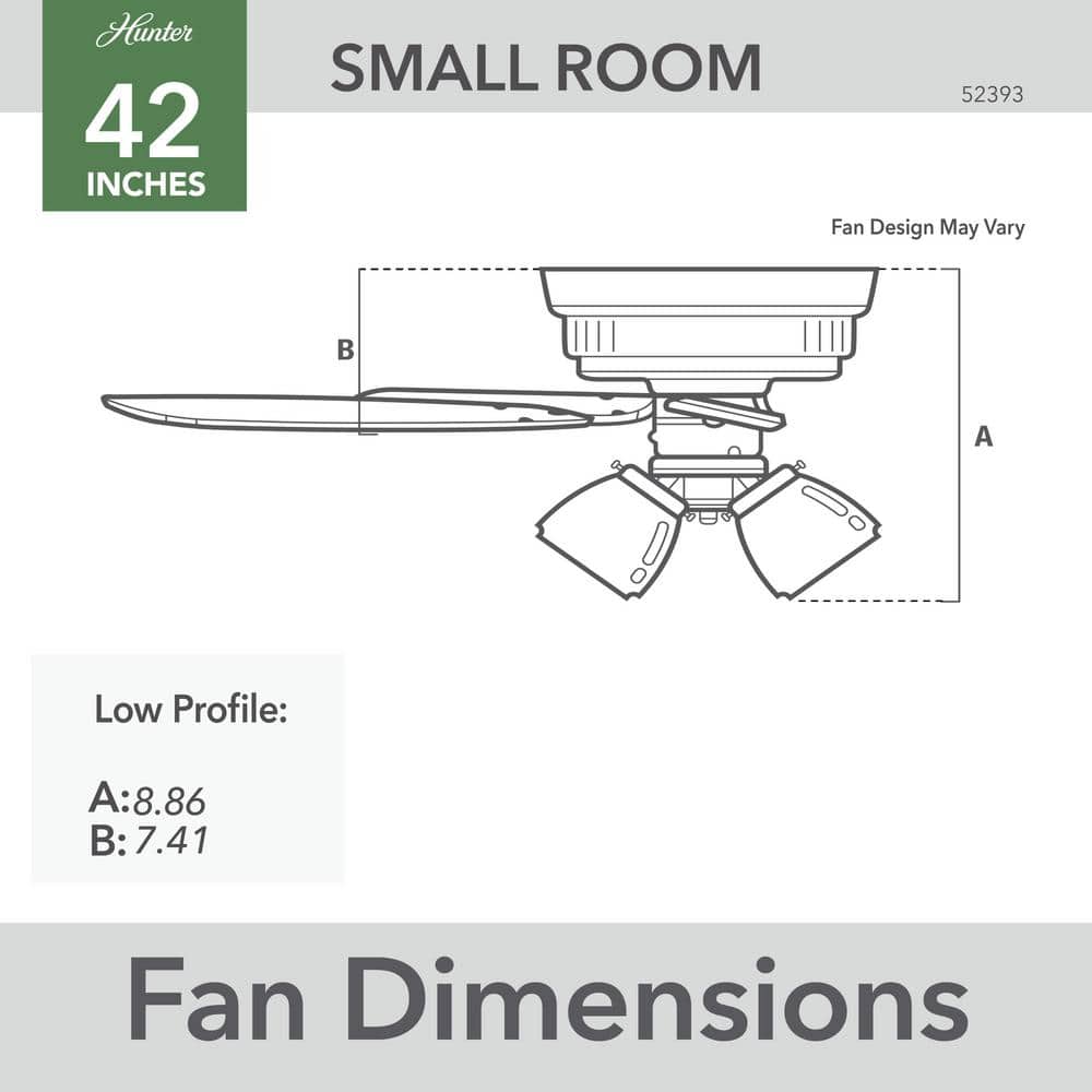 42" Matte Black Low Profile Ceiling Fan with LED Light