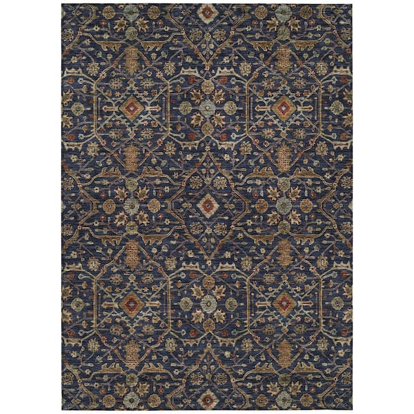 Chantille Machine Washable Indoor/Outdoor Abstract ACN1130 Navy 9 ft. x 12 ft. Area Rug