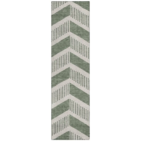 Chantille Machine Washable Indoor/Outdoor Abstract ACN2910 Basil 2 ft. x 7 ft. Runner Rug