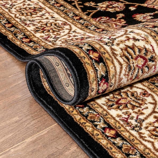Well Woven Non-Slip Rubber Back (6'6 x 8'8) Area Rug Timeless Oriental  Brown Traditional Classic Sarouk Thin Pile Machine Washable Indoor Outdoor