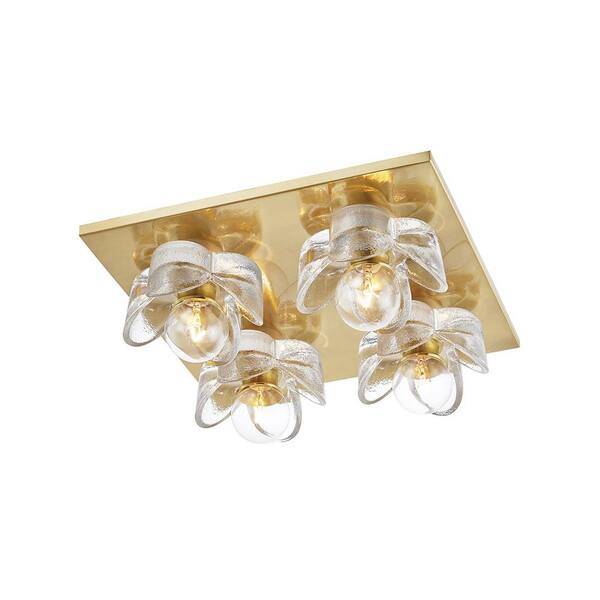 MITZI HUDSON VALLEY LIGHTING Shea 4-Light Aged Brass Semi-Flush Mount