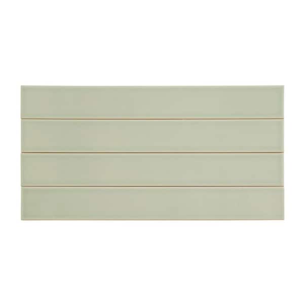 Horizonte 2 in. x 16 in. Glossy Soft Mint Green Ceramic Subway Wall Tile (10.76 sq. ft./case)-50 Pack