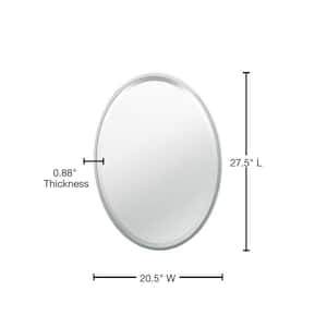 Flush 20.5 in. W x 27.5 in. H Framed Oval Beveled Edge Bathroom Vanity Mirror in Chrome