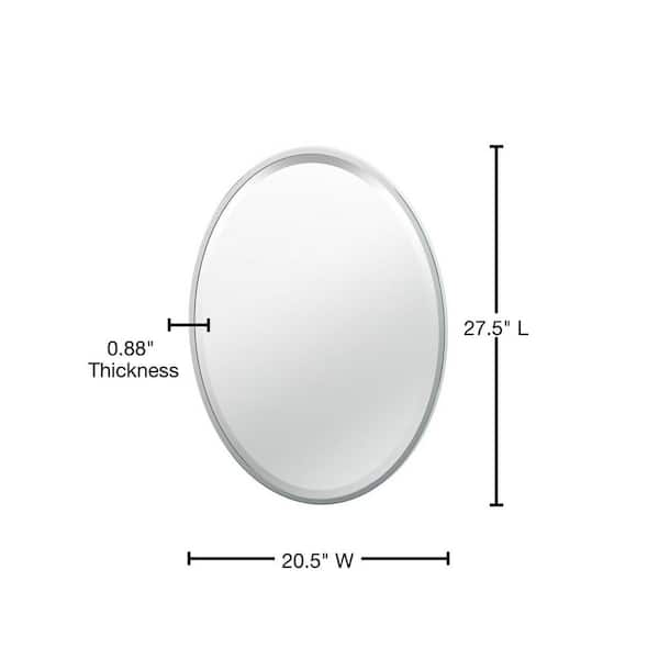 Gatco Flush 20.5 in. W x 27.5 in. H Framed Oval Beveled Edge Bathroom Vanity Mirror in Chrome