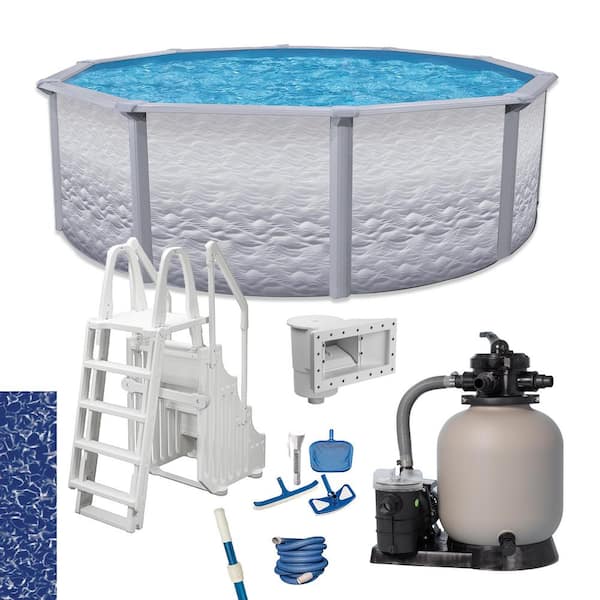 AQUARIAN Liberty 24 ft. Round 52 in. Hard Side Pool Package  with Step and Ladder