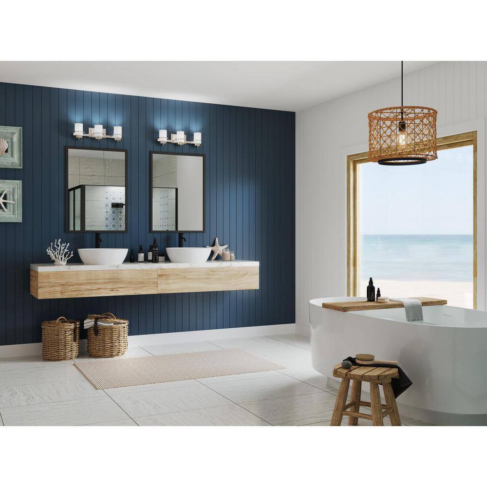 Brushed Nickel 3-Light Vanity Fixture with White Glass Shades