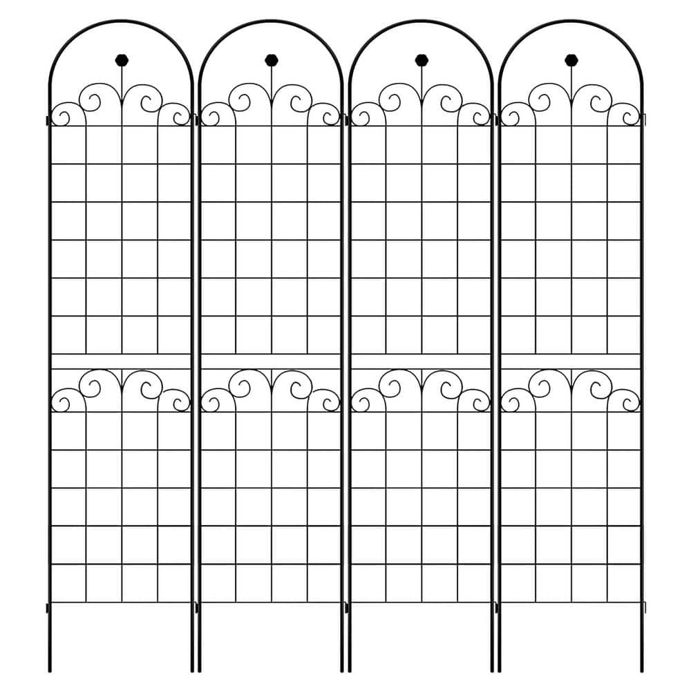 Black Iron Garden Trellis 86.7 in. x 19.7 in. Rustproof Trellis for Climbin