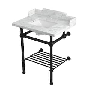 Pemberton 30 in. Marble Console Sink with Brass Legs in Marble White Matte Black