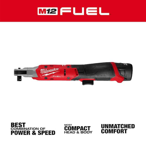 M12 FUEL 12V Lithium-Ion Compact 3/8 in. Cordless Ratchet Kit with Battery, and Charger