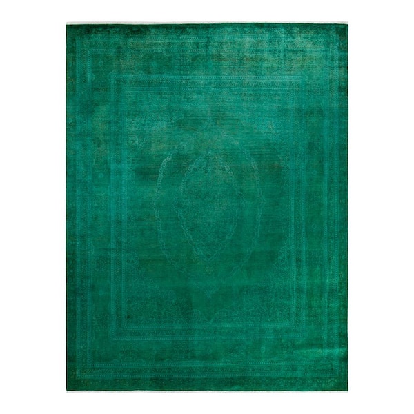 Fine Vibrance Green 8 ft. x 10 ft. Solid Wool Indoor Area Rug
