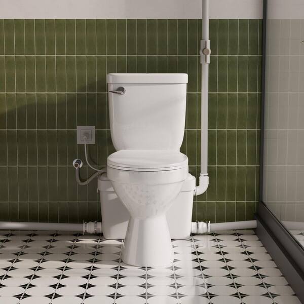 600watt Compact Macerating Toilet,One Piece Dual-flh Toilet With Macerator Built In 4/5HP For Small Space Basement/Attic/Under Stair Bathroom Upflh System