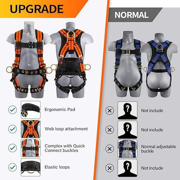 4000lb Full Body Safety Harness Ergonomic Pad Construction