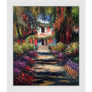 Garden Path at Giverny by Claude Monet Gallery White Framed Nature Oil Painting Art Print 24 in. x 28 in.