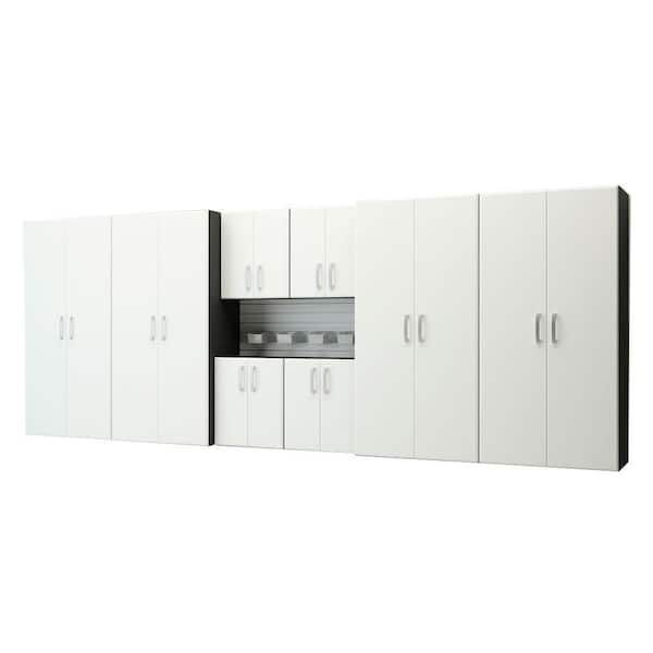 Flow Wall 8-Piece Composite Wall Mounted Garage Storage System in White (192 in. W x 72 in. H x 21 in. D)
