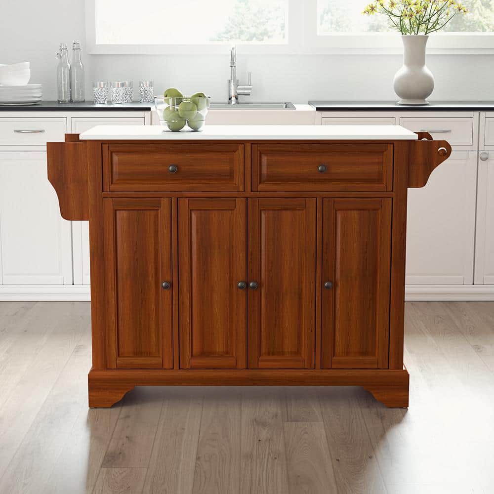 Lafayette Cherry Wood Granite Top Full-Size Kitchen Island