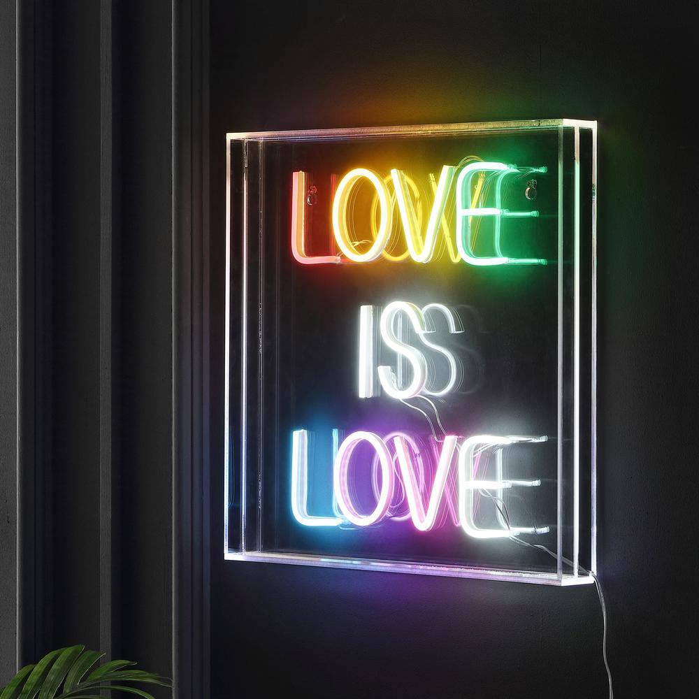 Multi-Colored Acrylic LED Neon Love Is Love Sign, 15-Inch