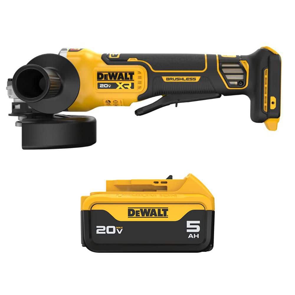 DEWALT 20-Volt MAX XR Lithium-Ion Brushless Cordless 4-1/2 in.-5 in. Grinder with 20-Volt MAX Premium 5. 0Ah Battery Pack (DCG410BWDCB205)