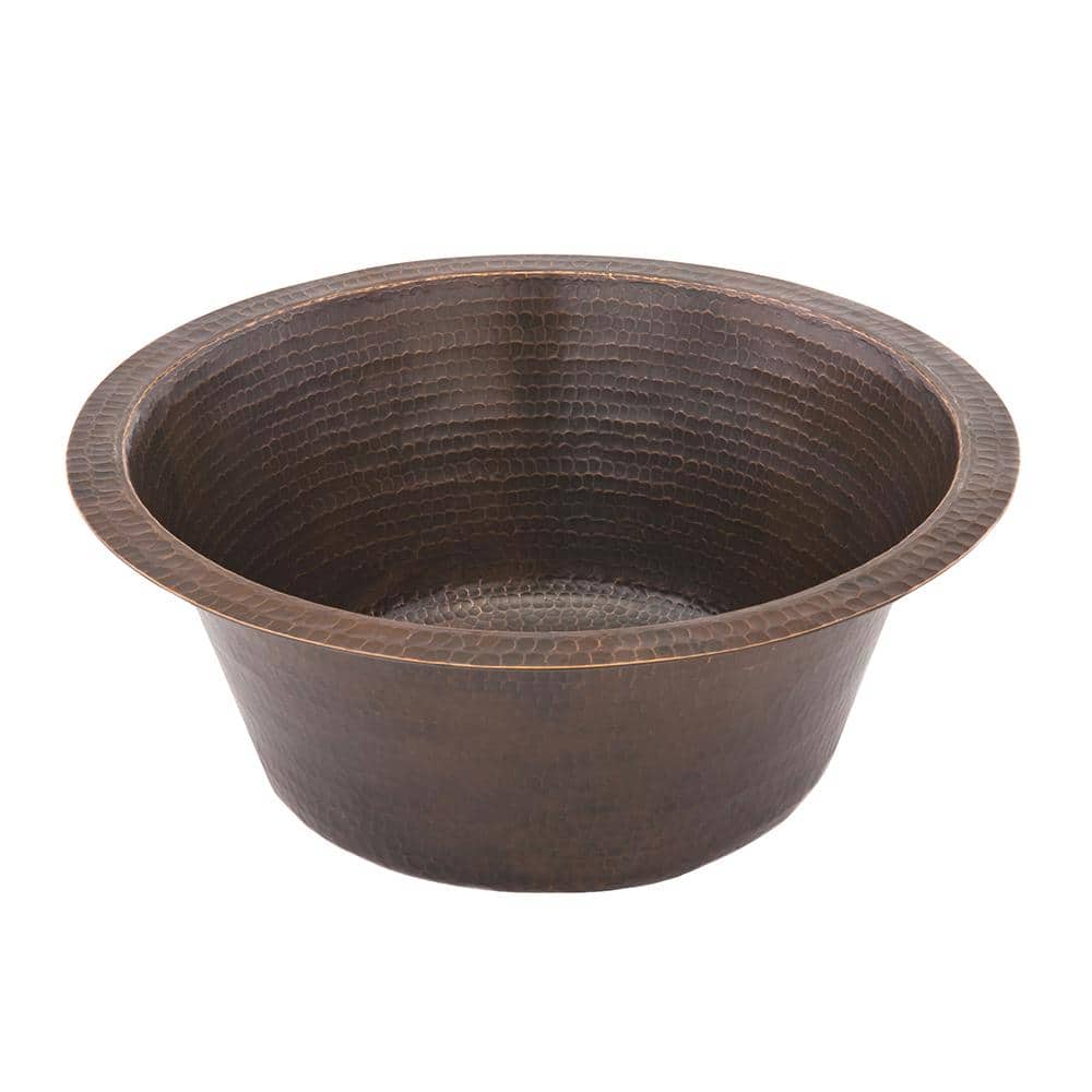 16" Round Hammered Copper Prep Sink with Oil Rubbed Bronze Finish