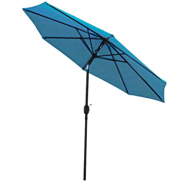 Sunnydaze 9 ft. Aluminum Market Tilt Patio Umbrella in Turquoise