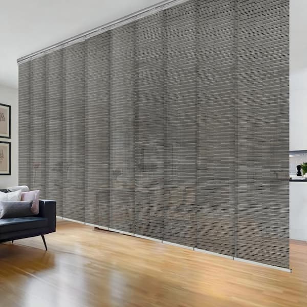 EMOH Ornate Sable 120 in.-218 in. W x 116 in. L Adjustable 10-Panel Satin Nickel Double Rail Panel Track with 23.5 in. Slates