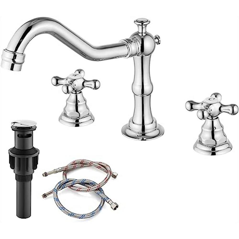 Dyiom Polish Chrome 3Hole with Pop Up Drain 2Handle Bathroom Sink