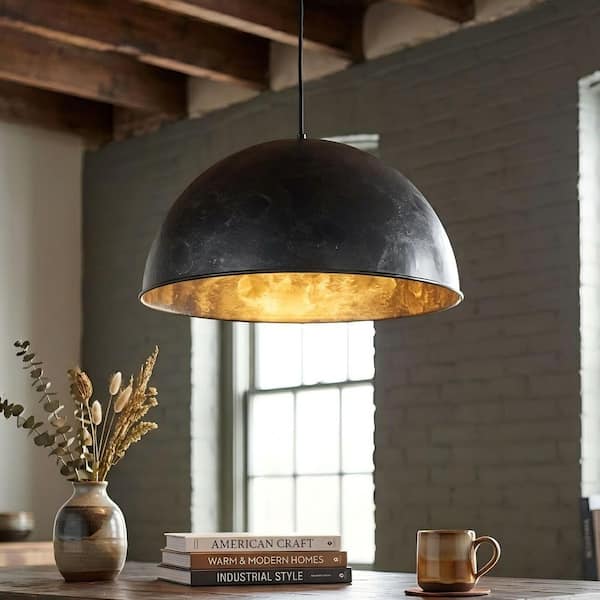 Rennnsan 19.7 in. 1-Light Modern Farmhouse Dome Pendant Light with